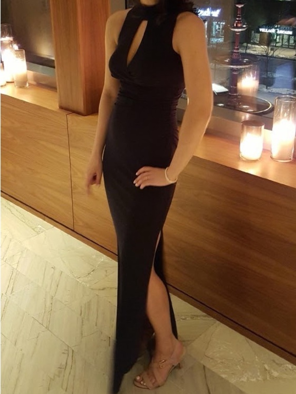 Midnight Blue Keyhole Evening Dress